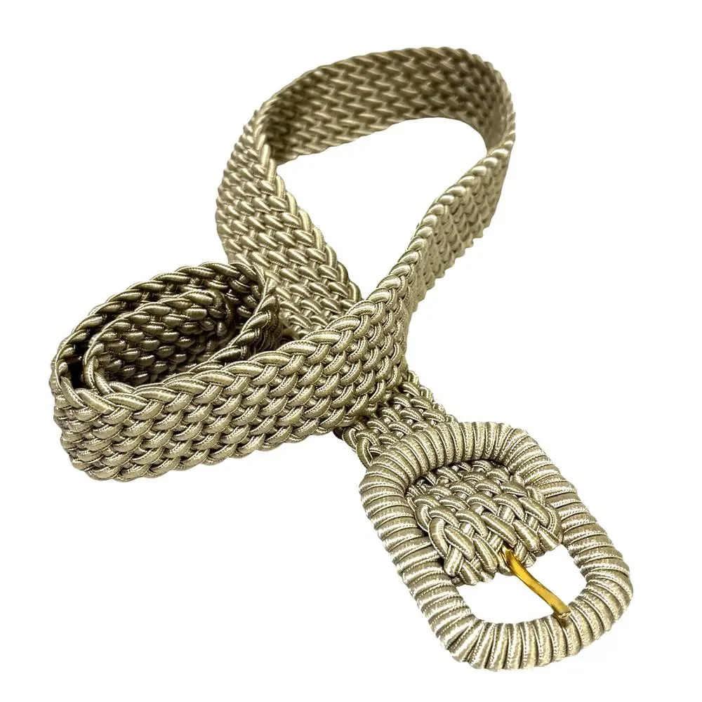 Liz Claiborne braided beige & cream satin synthetic braid woven belt size M